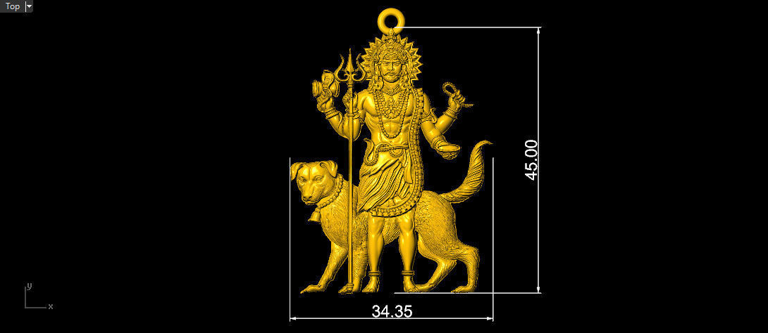 Lord Kaal Bhairav Gold Silver Pendant 3D print model_23