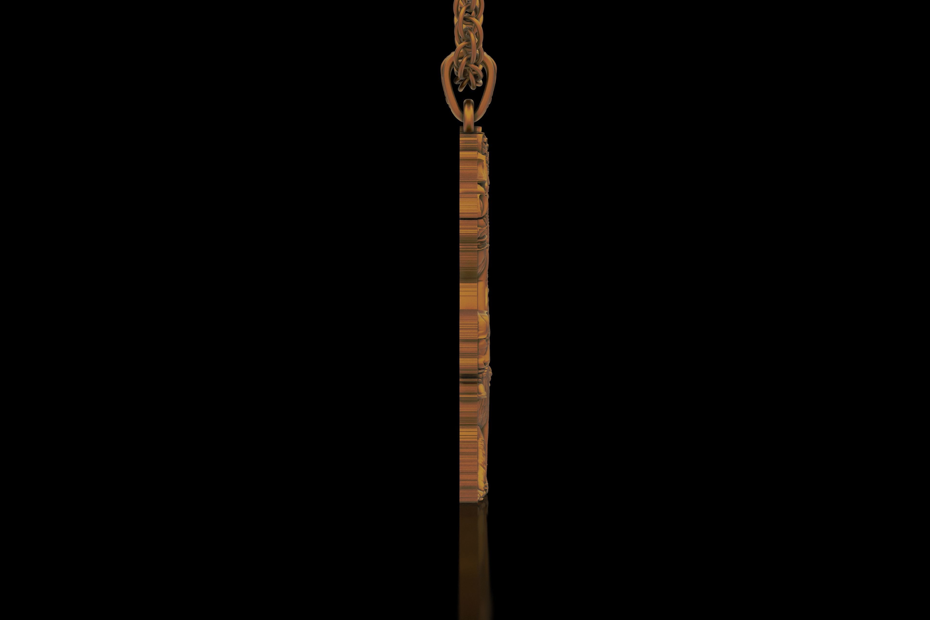 Lord Kaal Bhairav Gold Silver Pendant 3D print model_19