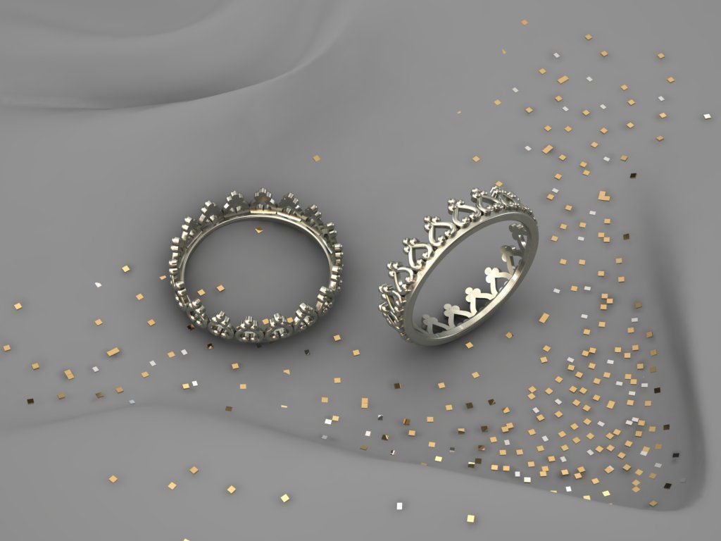Crown Ring 3D print model_4