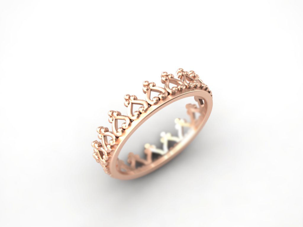 Crown Ring 3D print model_1