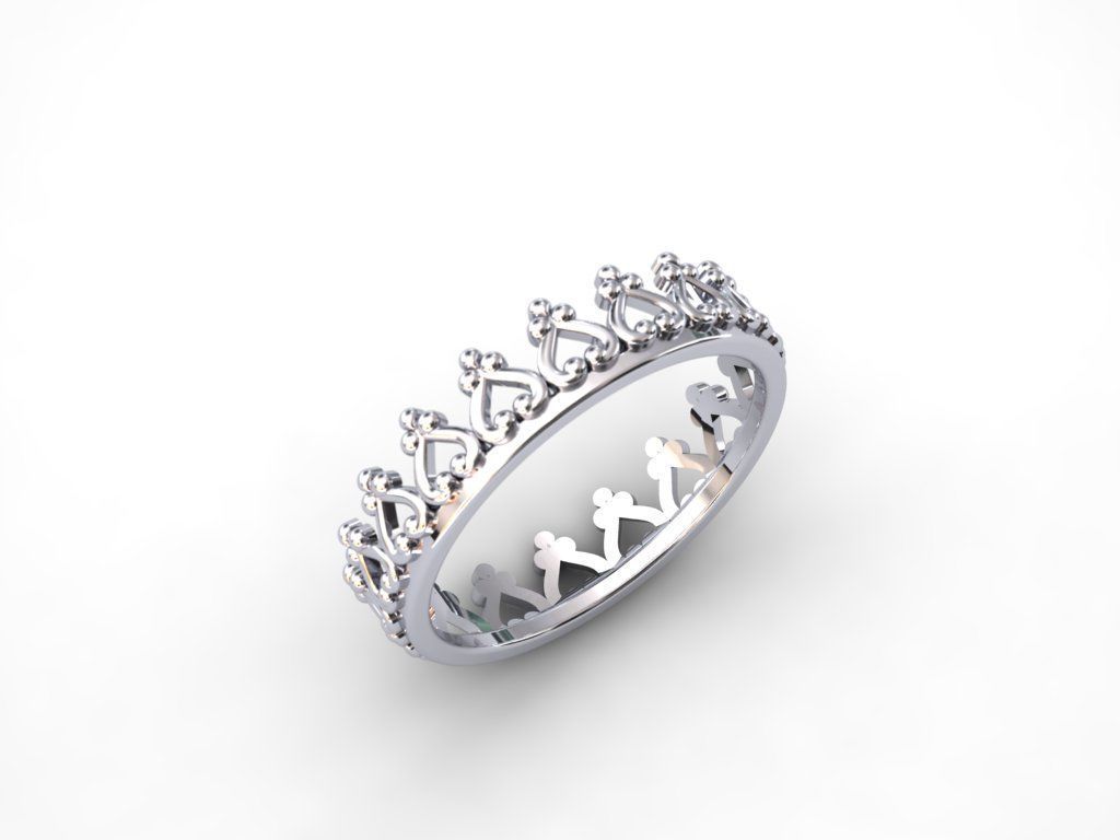 Crown Ring 3D print model_7