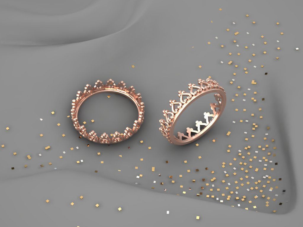 Crown Ring 3D print model_5