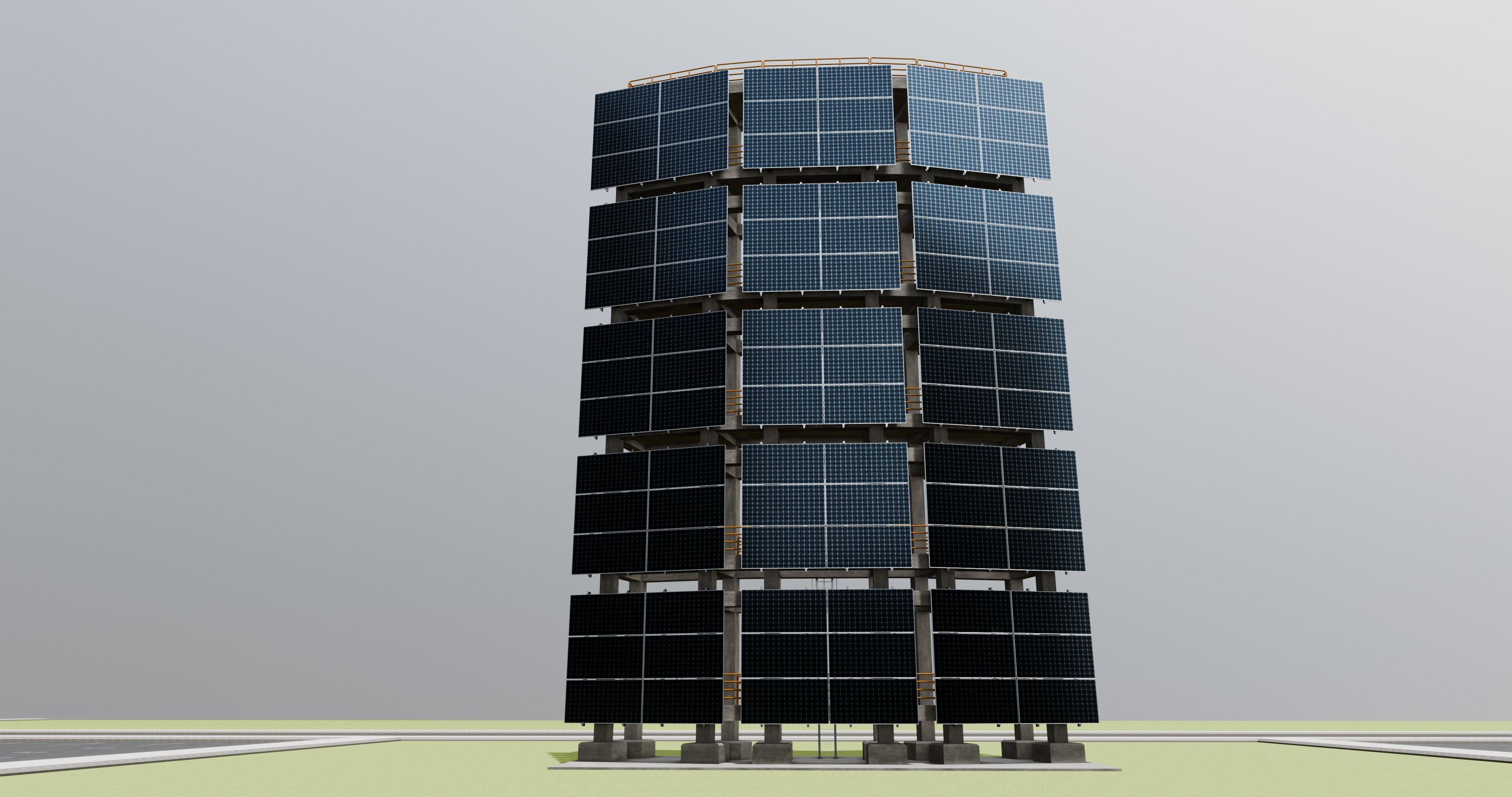 Solar Concrete Tower Type-2 3D model_12