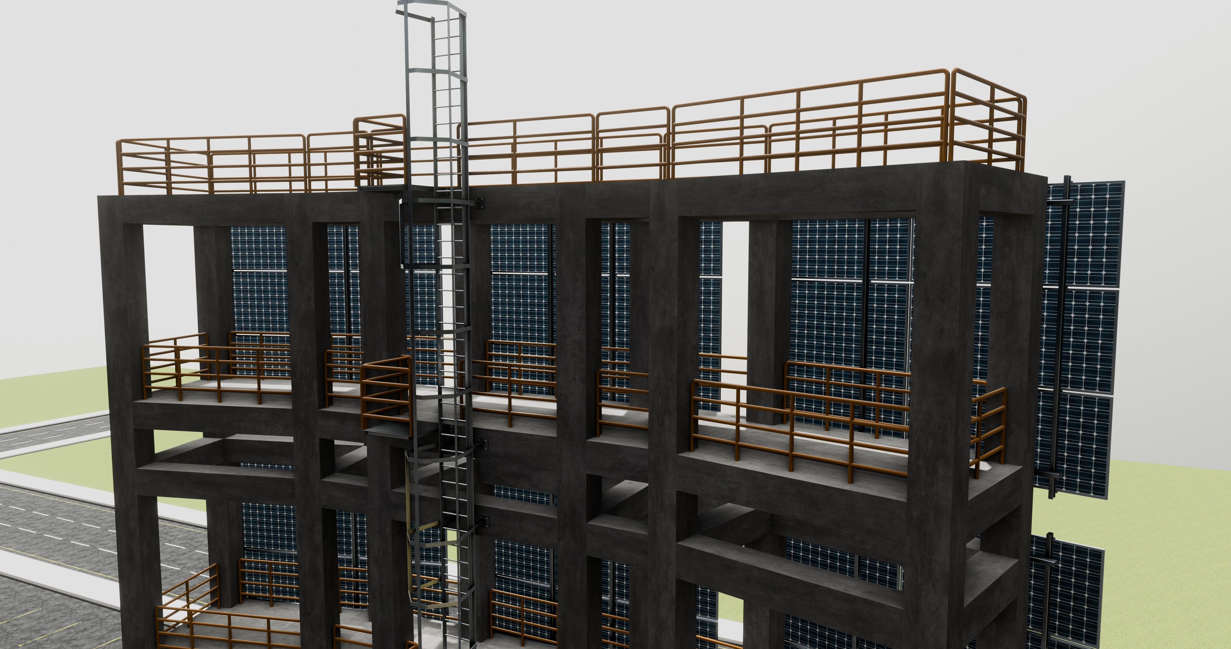 Solar Concrete Tower Type-2 3D model_9