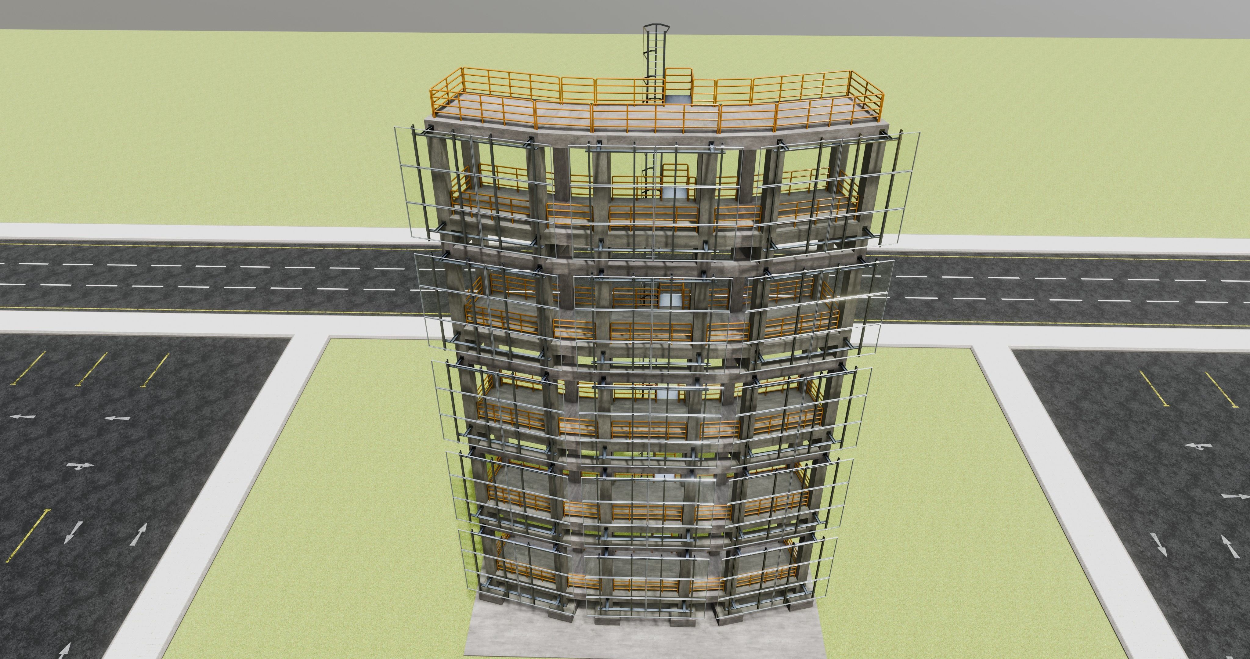 Solar Concrete Tower Type-2 3D model_2