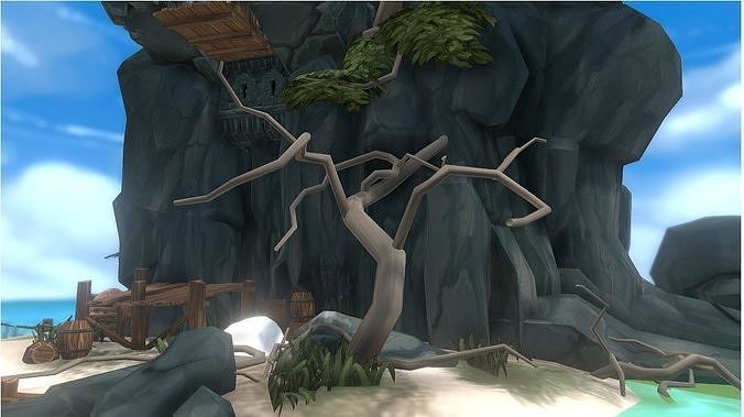 Fantasy Island Fortress - 3D Environment Model Low-poly 3D model 5