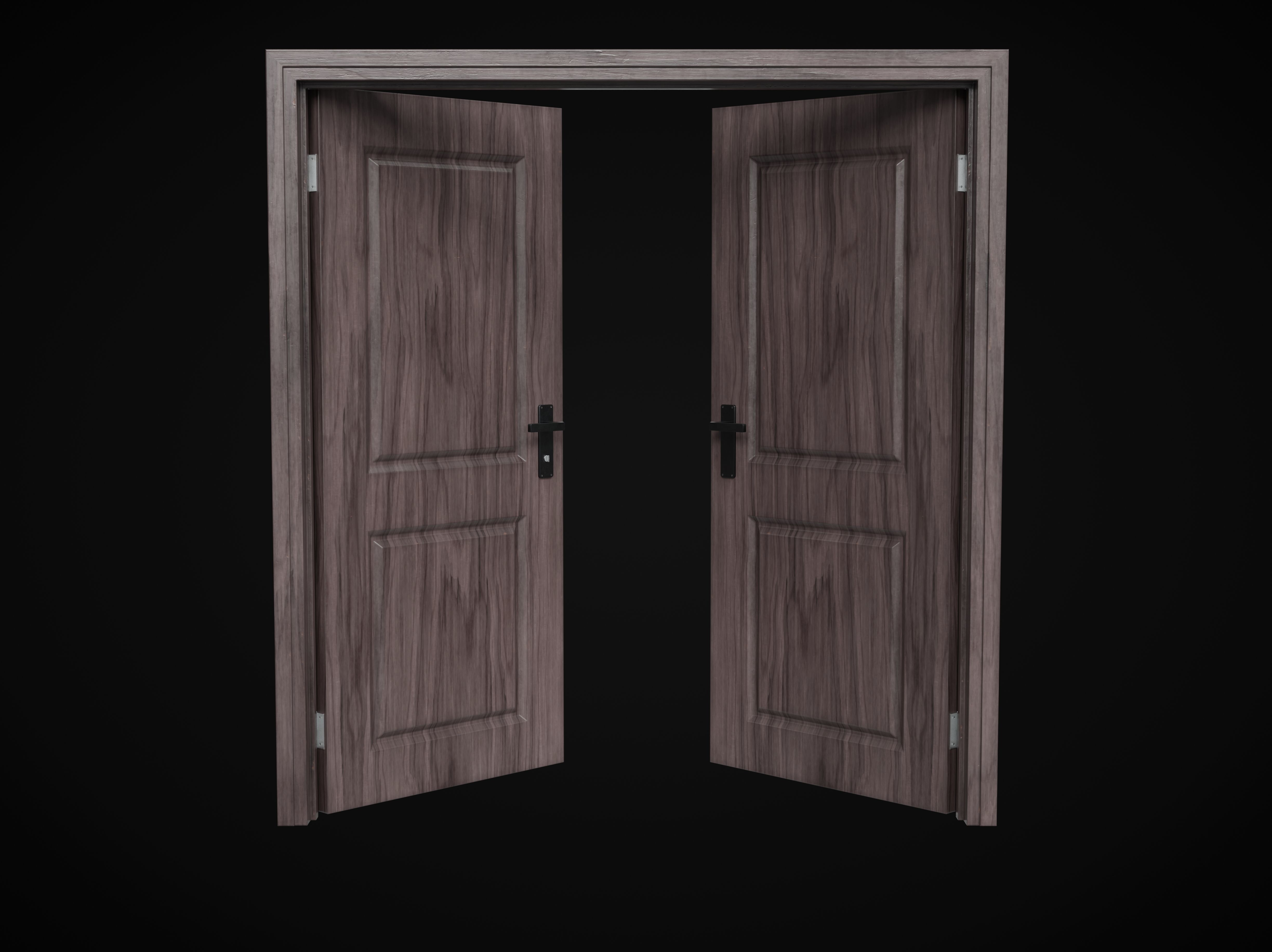 Collection of wooden doors Low-poly 3D model_16