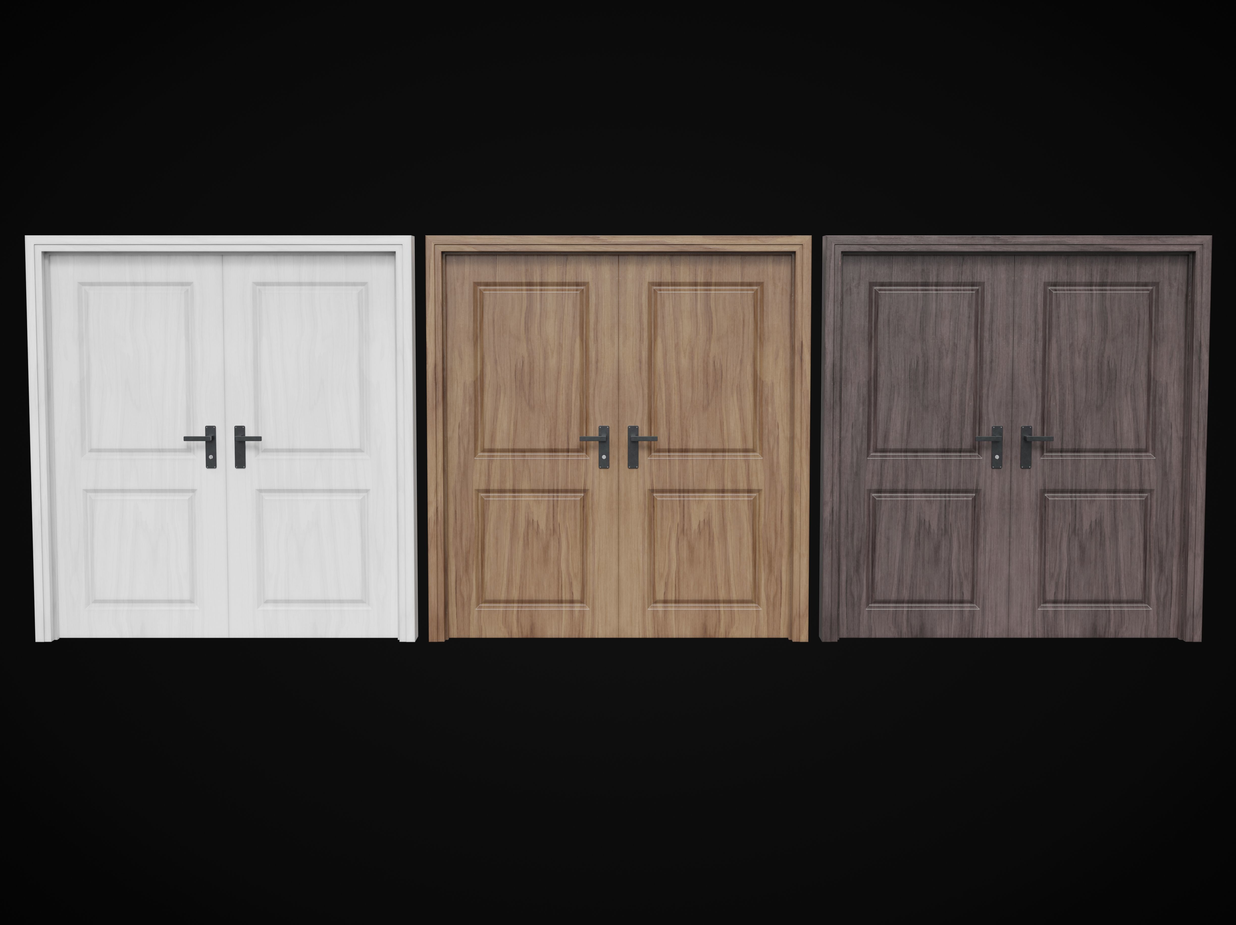 Collection of wooden doors Low-poly 3D model_4