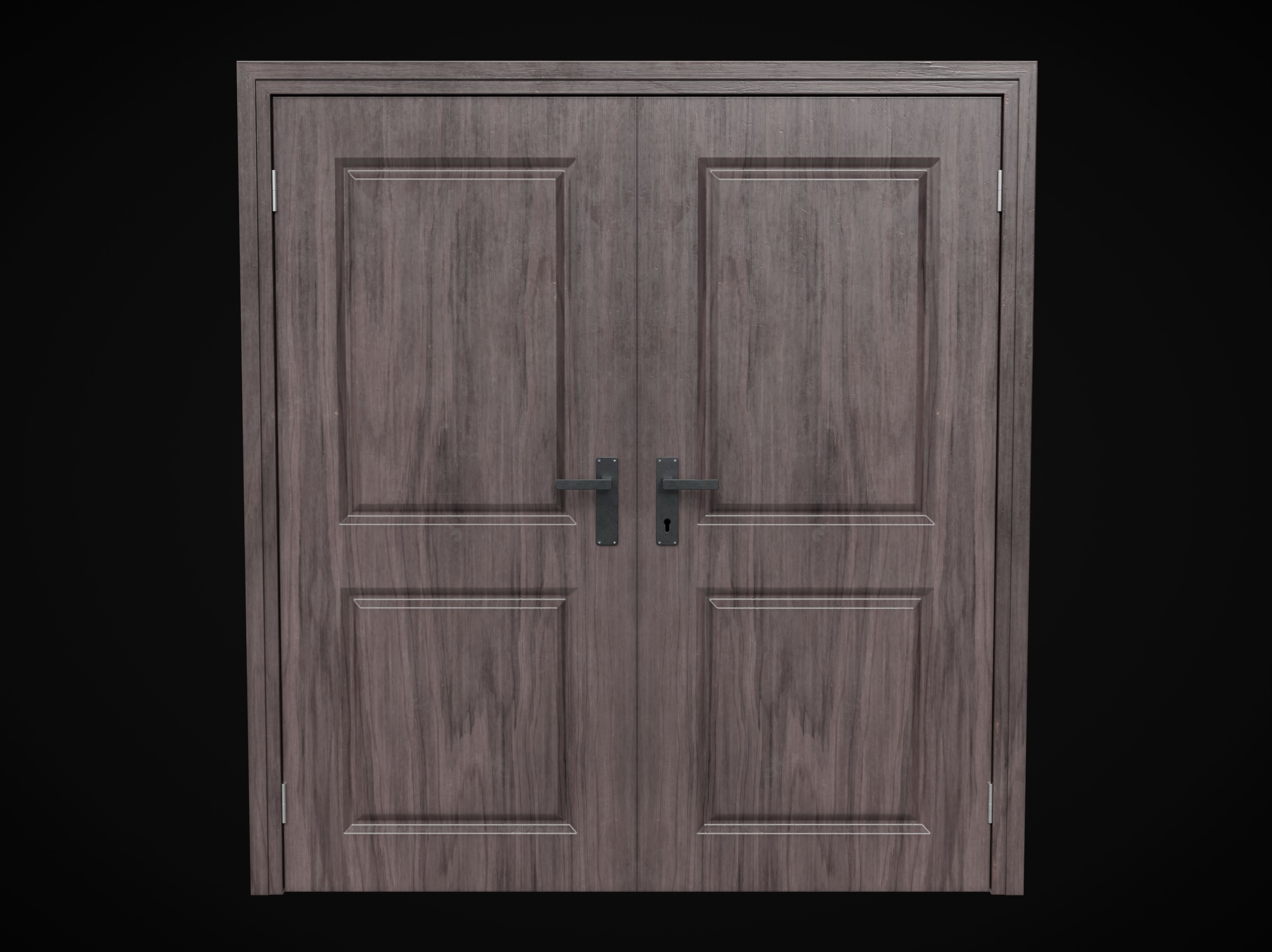 Collection of wooden doors Low-poly 3D model_7