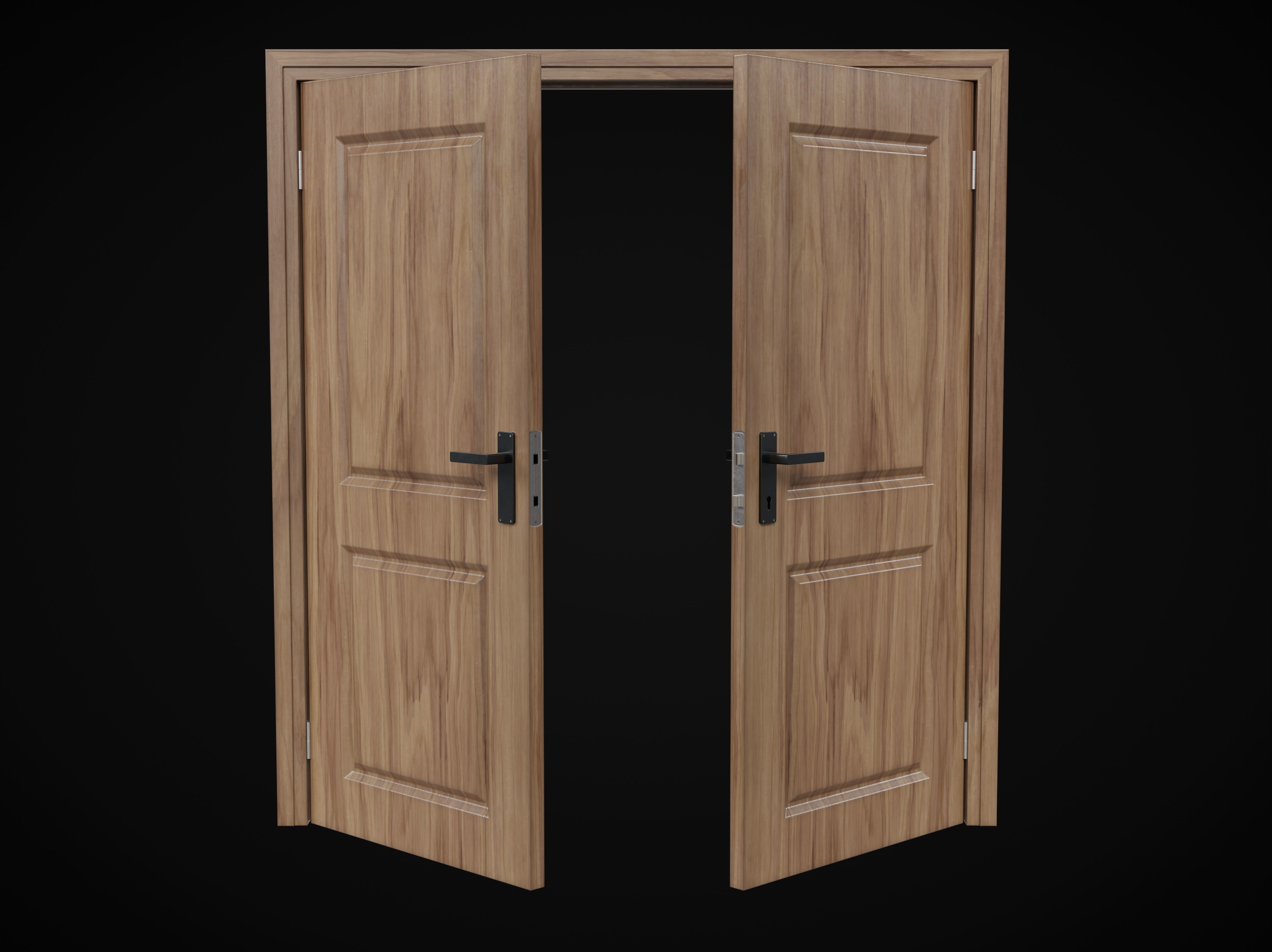 Collection of wooden doors Low-poly 3D model_11
