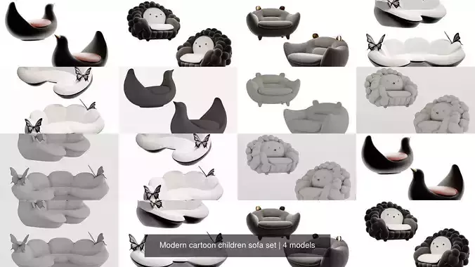 Modern cartoon children sofa set