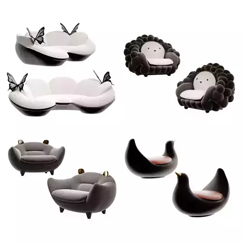 Modern cartoon children sofa set 3D Model Collection
