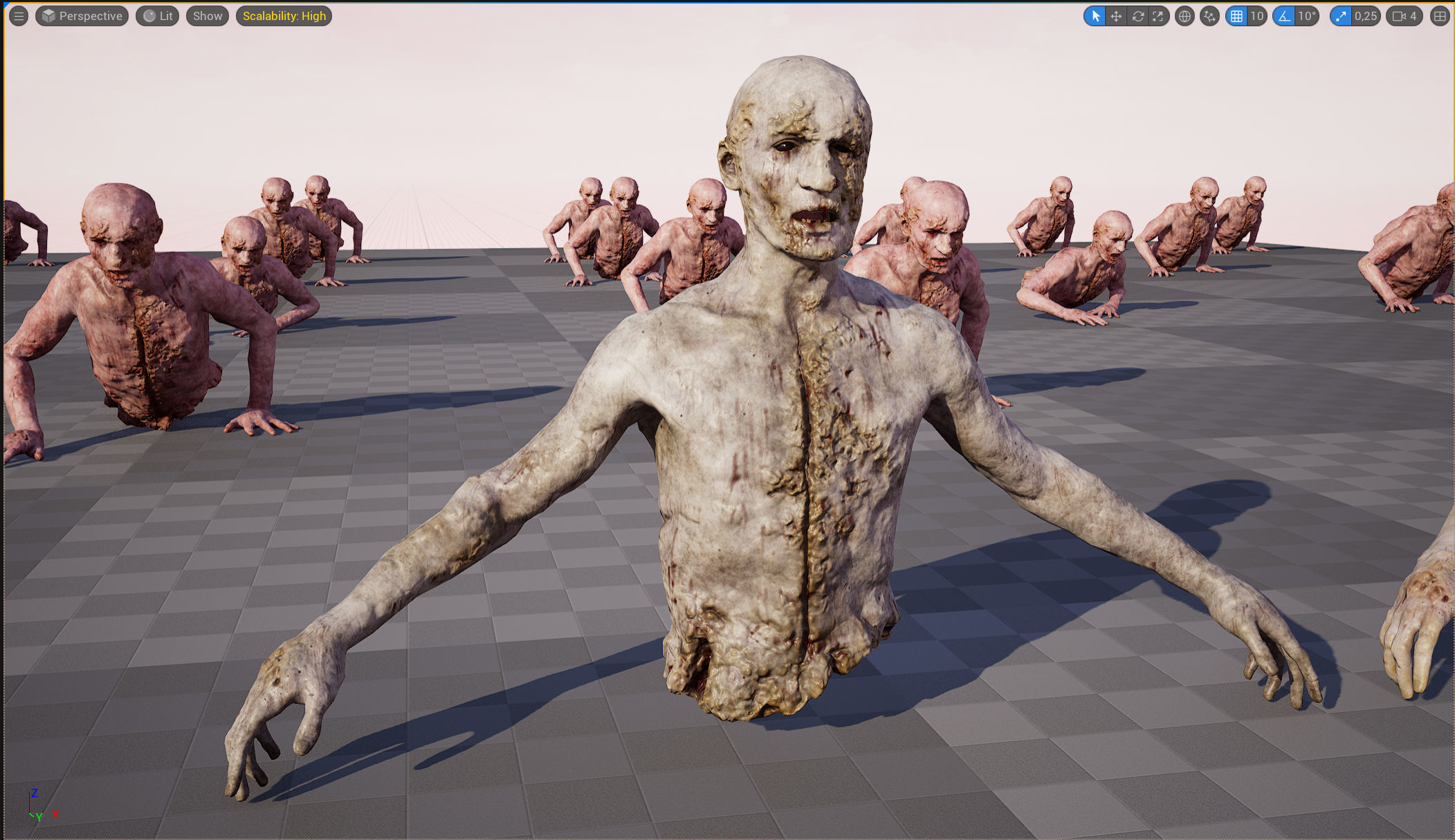 Dismembered Zombie Crawler 2 Low-poly 3D model_9