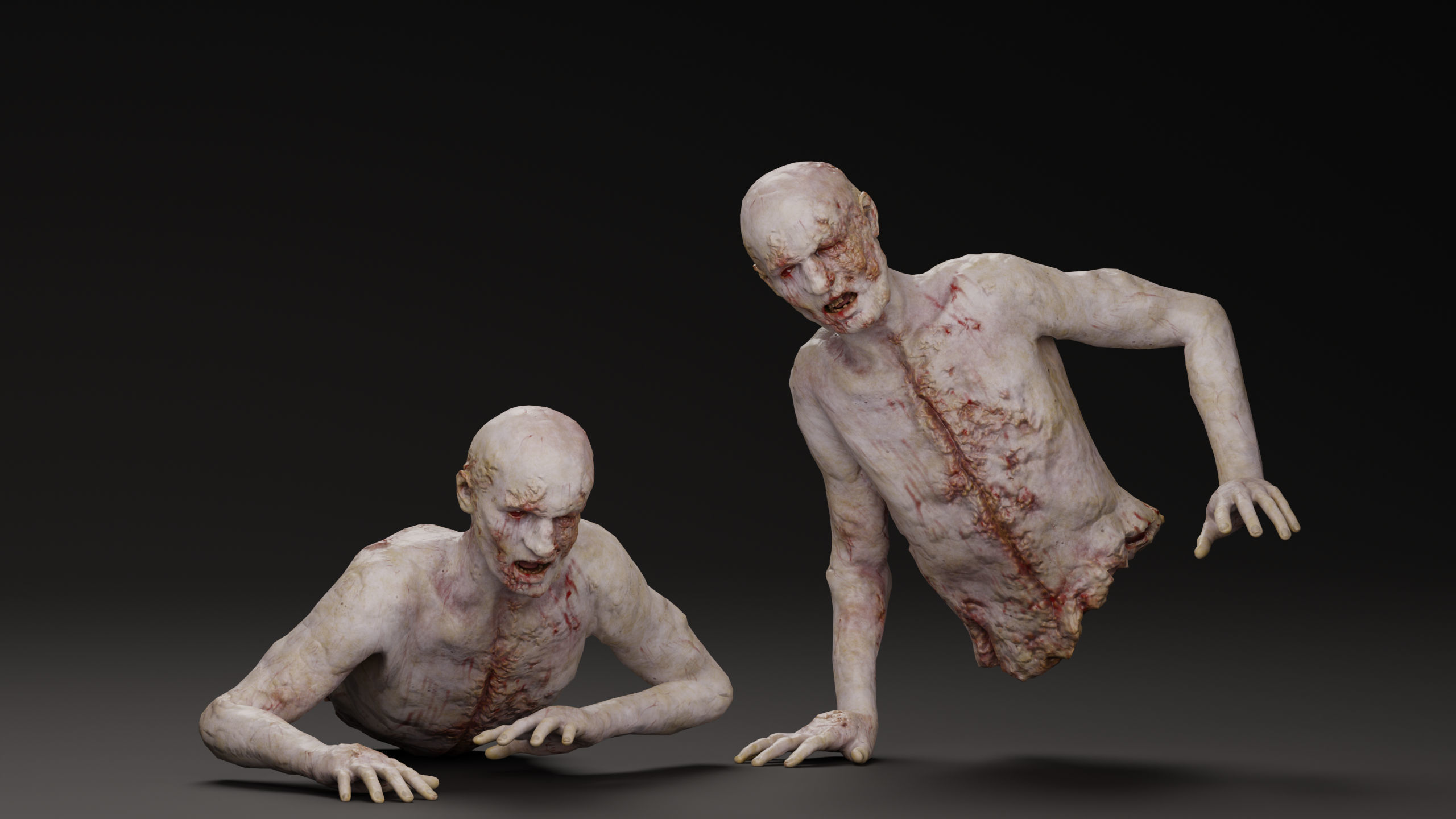 Dismembered Zombie Crawler 2 Low-poly 3D model_3