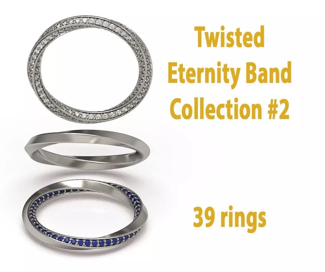 Diamond Twisted Eternity Ring Spiral Pave Band Collection 2 3D print model