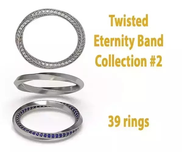Diamond Twisted Eternity Ring Spiral Pave Band Collection 2