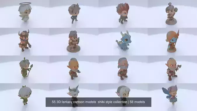 55 3D fantasy cartoon models  shibi style collection 