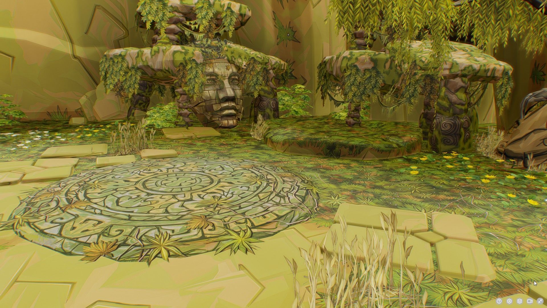 Ancient Arena Level Abandoned Ruin Location Temple Jungle Toon Low-poly 3D model_9