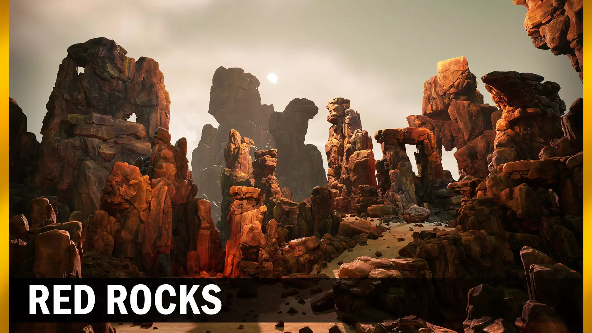 Red rocks Low-poly 3D model_0