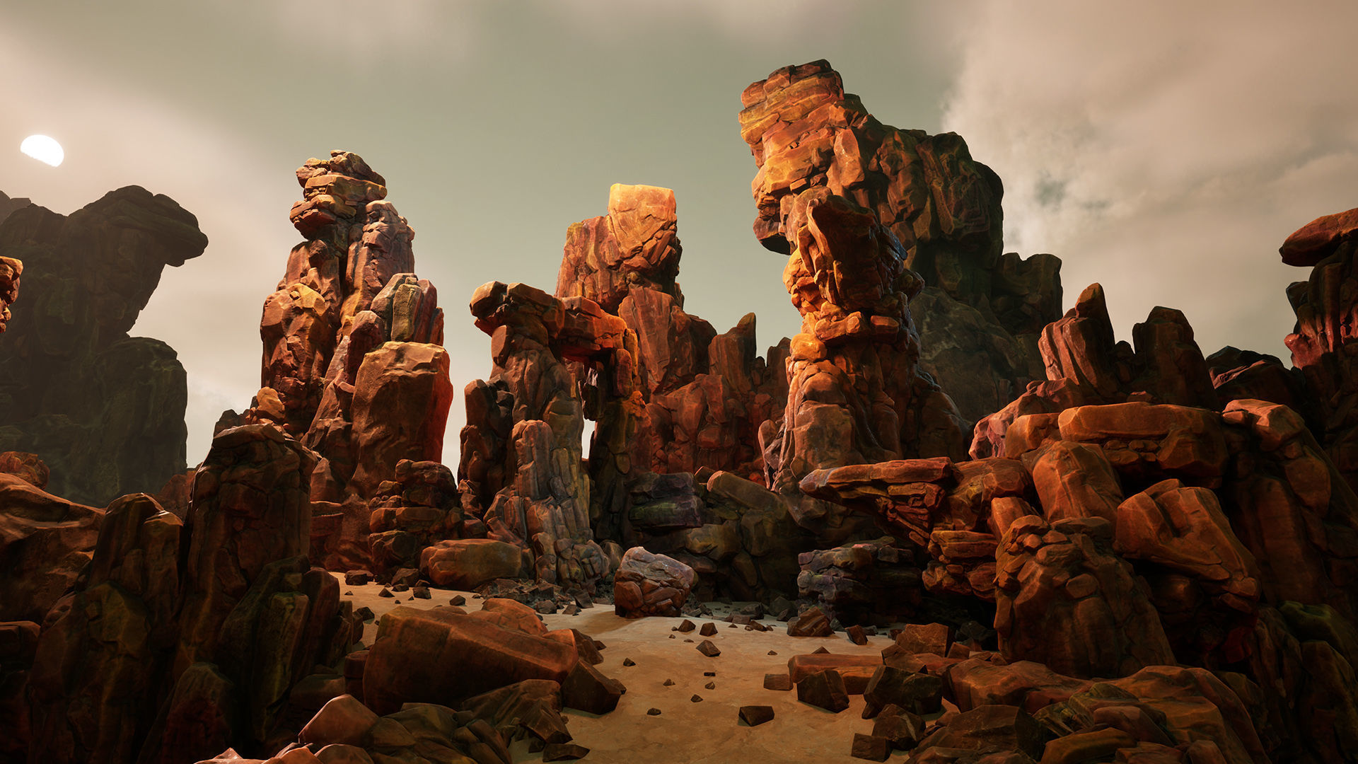 Red rocks Low-poly 3D model_2