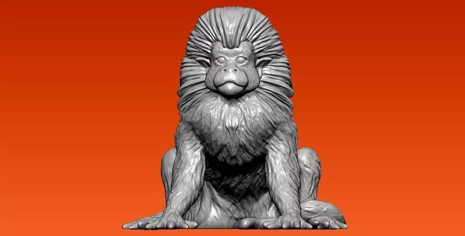 Thick-haired monkey statue - 3D print 3D print model
