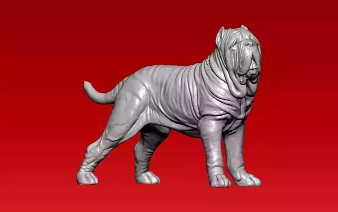 Neapolitan-mastiff-dog statue - 3D print 3D print model