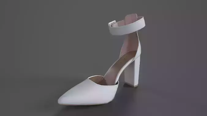 Pointed Toe Ankle Strap Pumps White