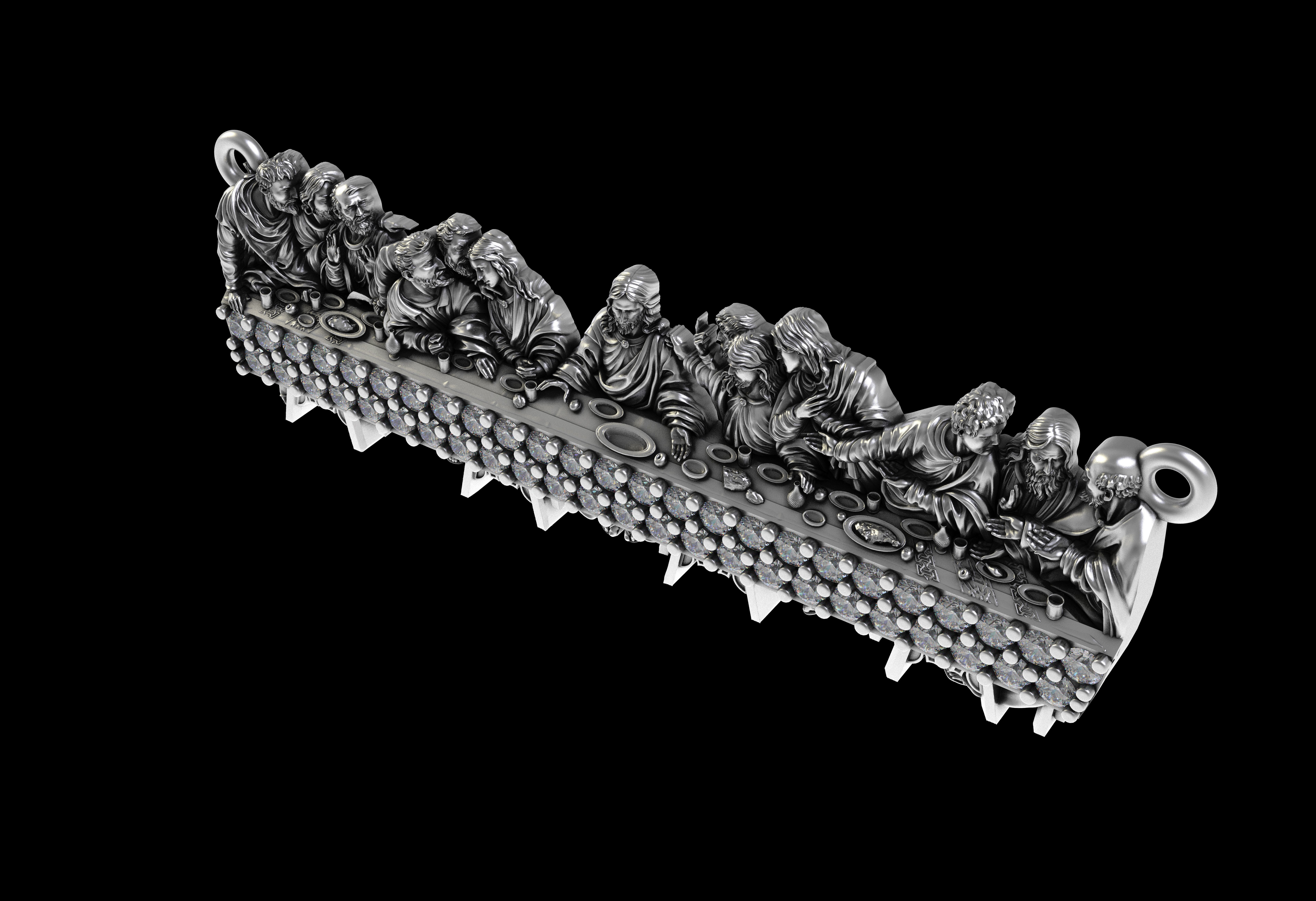 Round Diamond Encrusted Bradwinners Pendant 3D print model_9