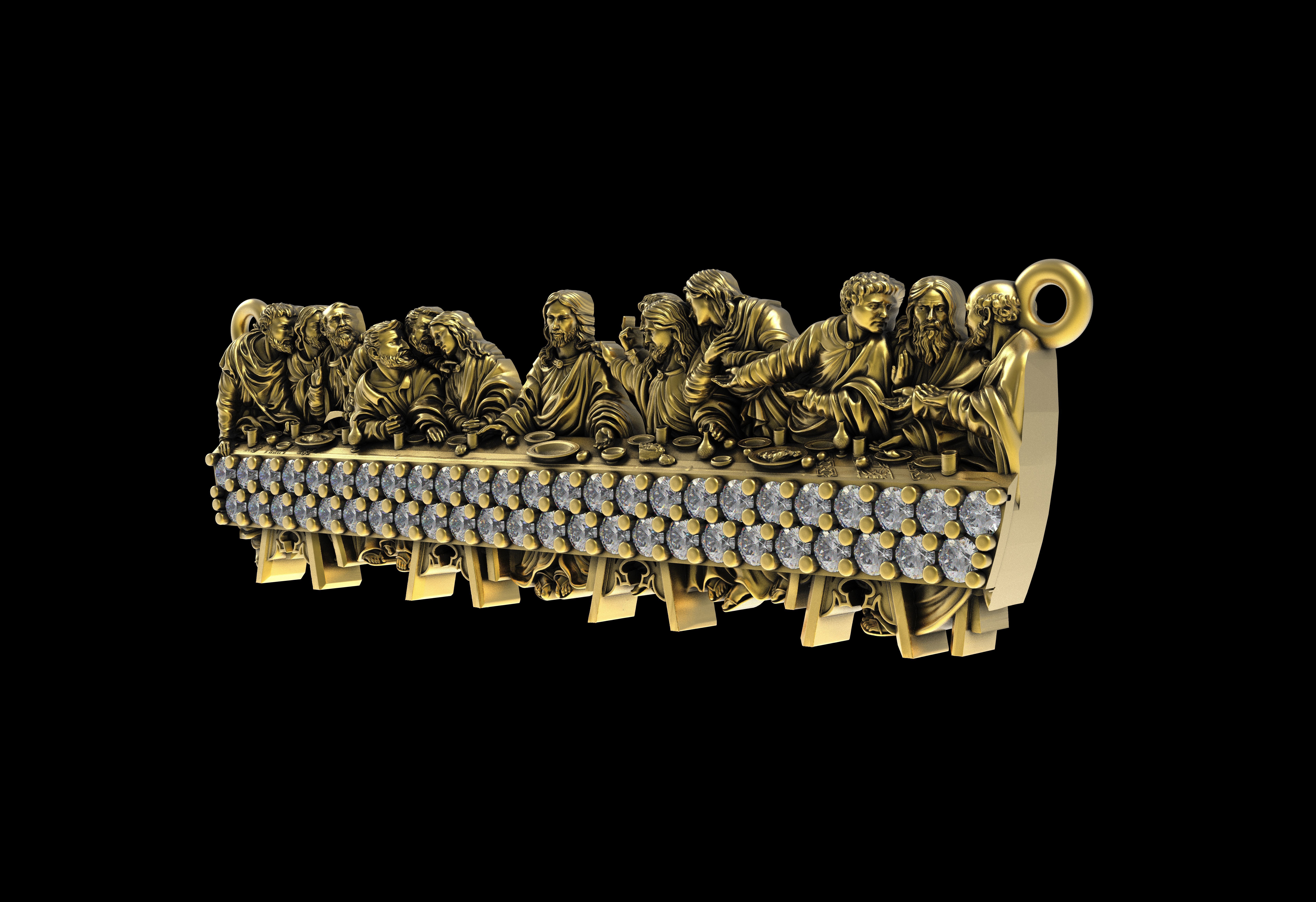 Round Diamond Encrusted Bradwinners Pendant 3D print model_1