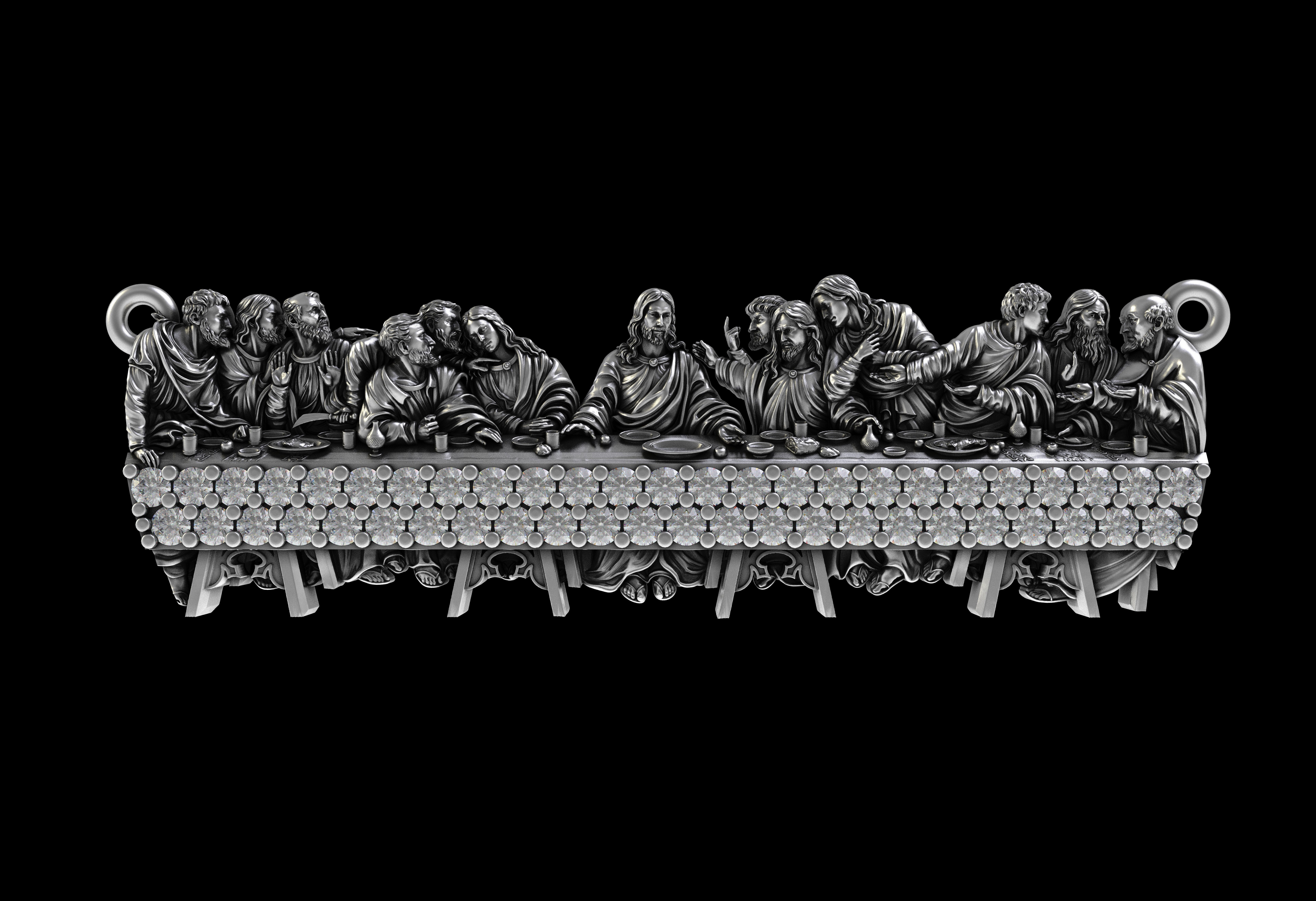 Round Diamond Encrusted Bradwinners Pendant 3D print model_5