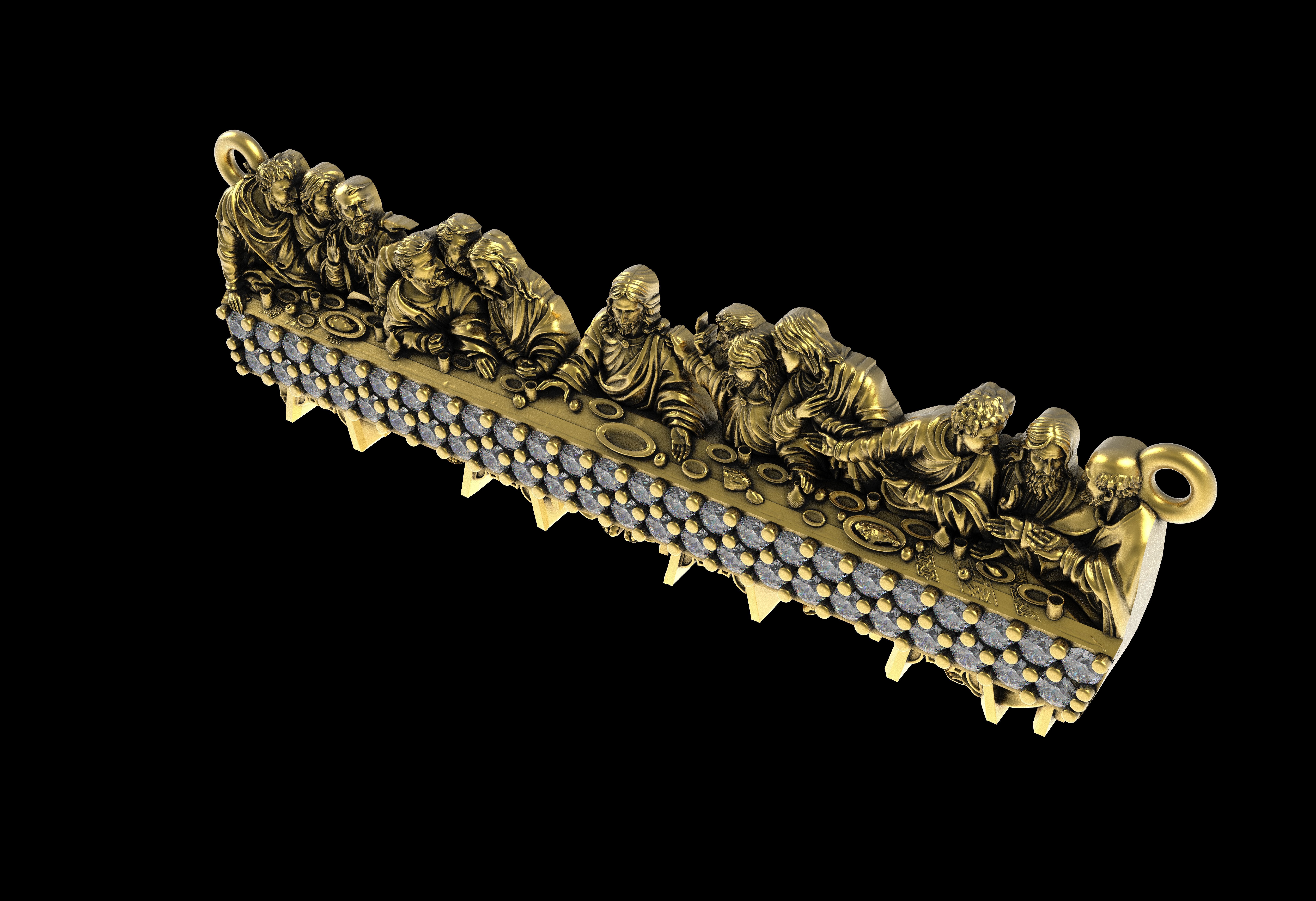 Round Diamond Encrusted Bradwinners Pendant 3D print model_10