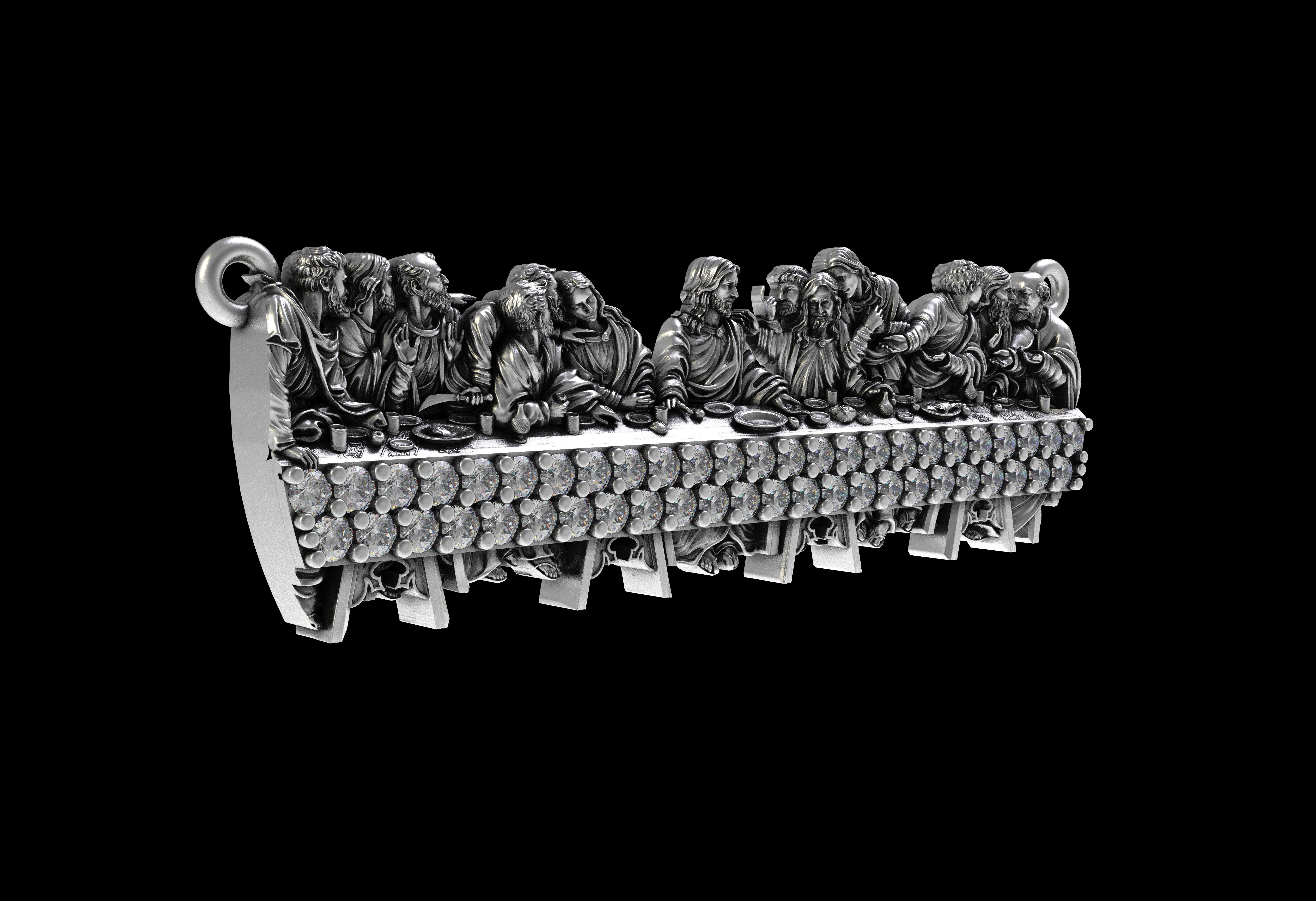 Round Diamond Encrusted Bradwinners Pendant 3D print model_6