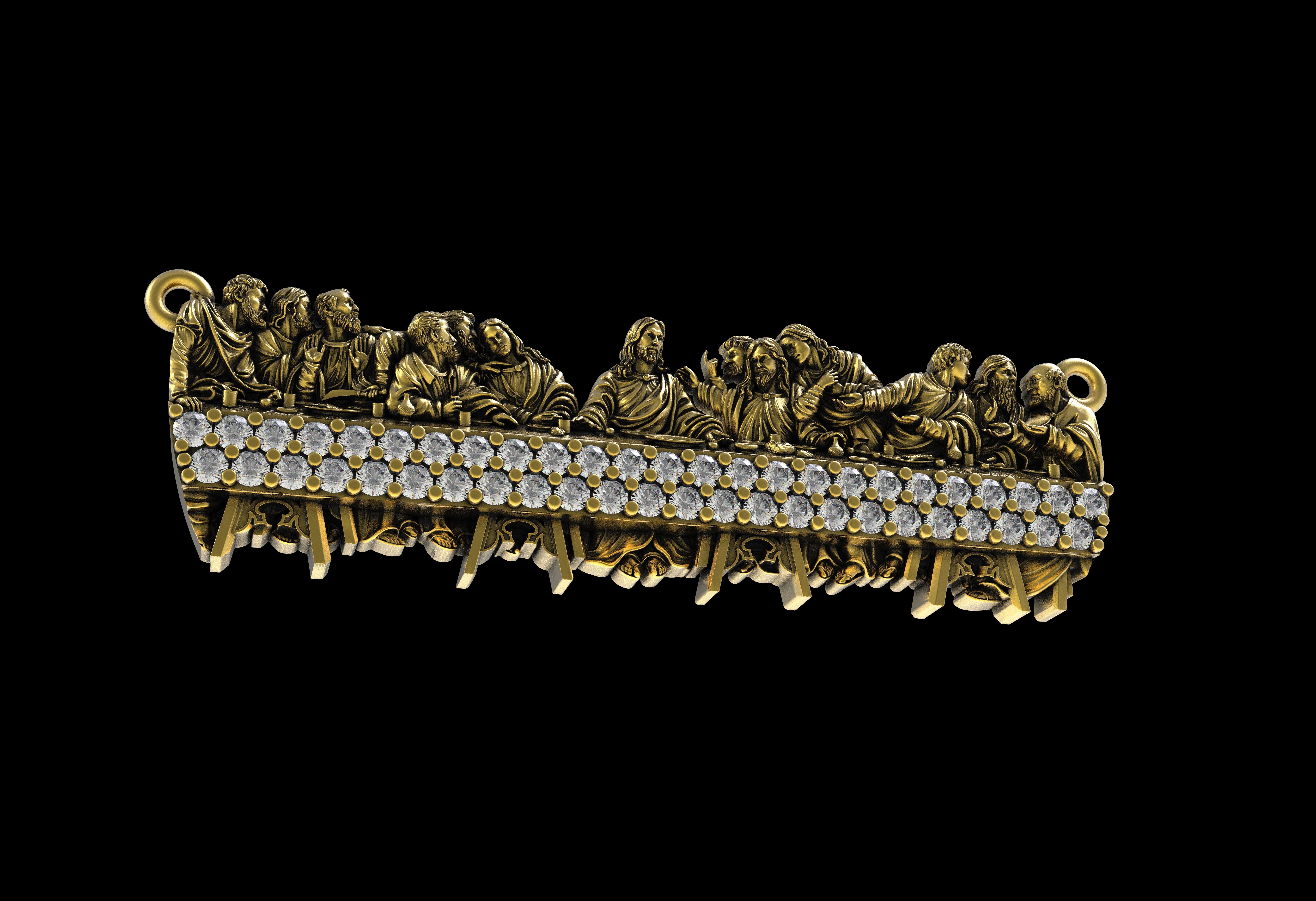 Round Diamond Encrusted Bradwinners Pendant 3D print model_4