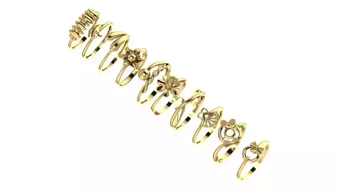 Pack of 10 stackable ring combo stl printable model