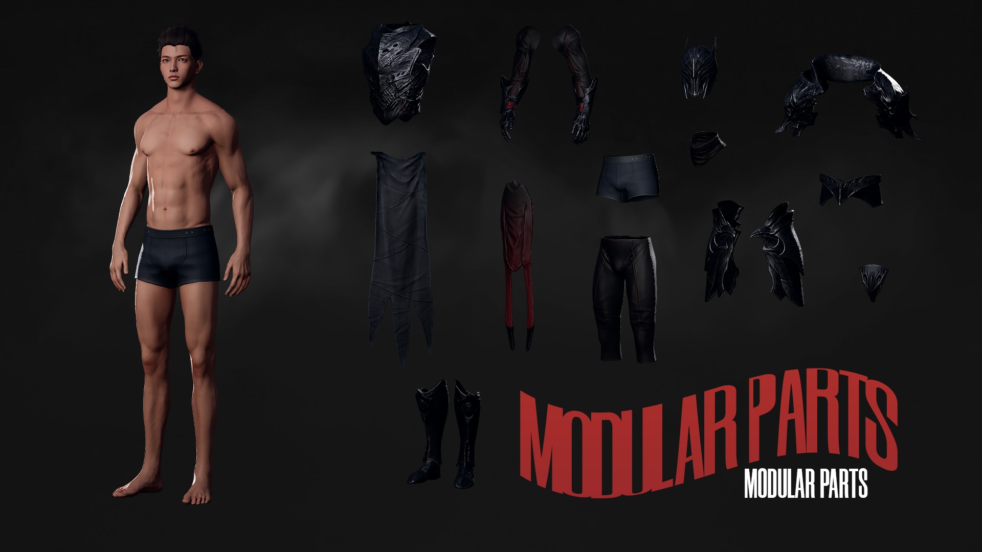 Death Knight - RPG Dark Fantasy Modular Female and Male Low-poly 3D model_9