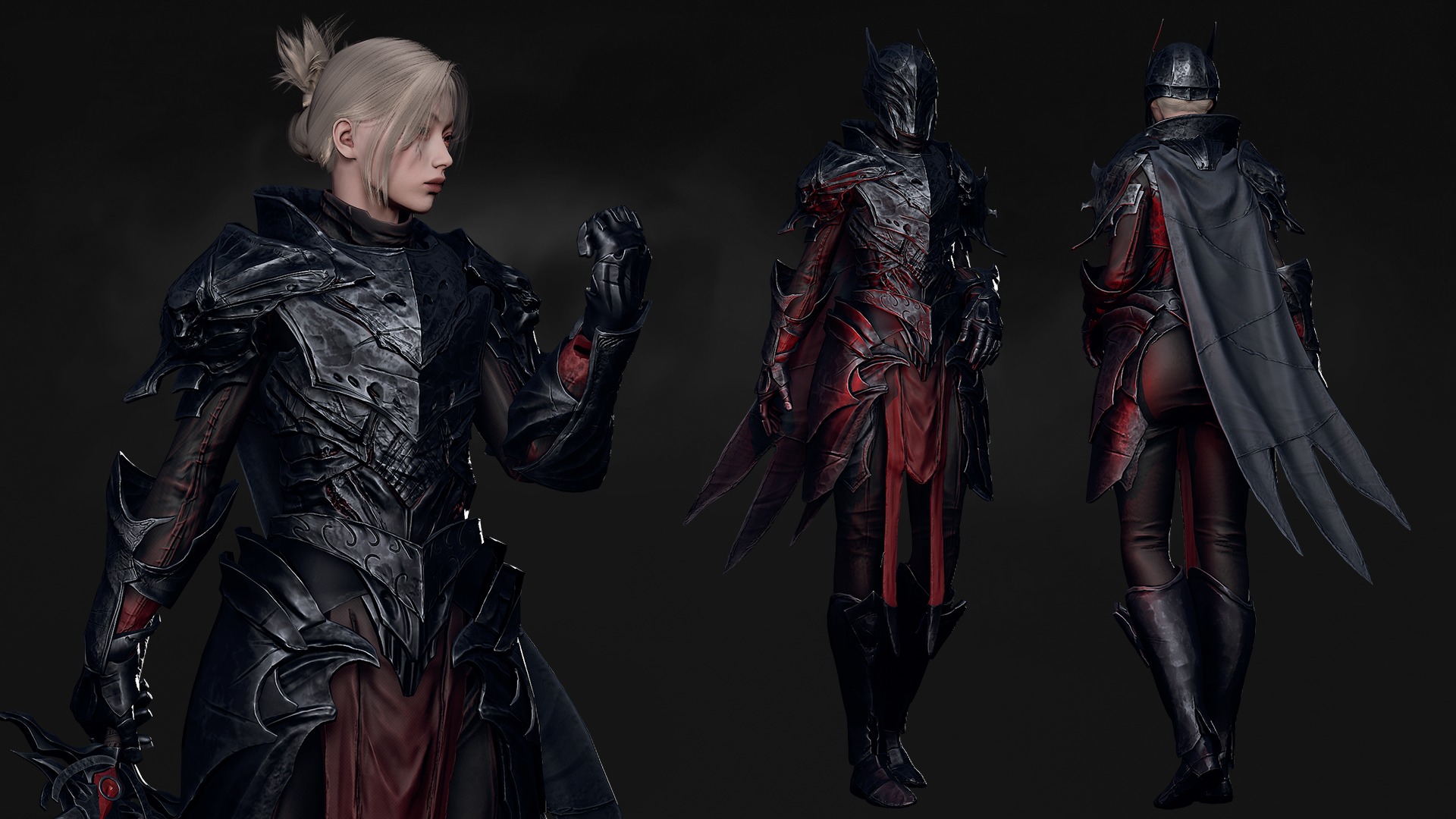 Death Knight - RPG Dark Fantasy Modular Female and Male Low-poly 3D model_4