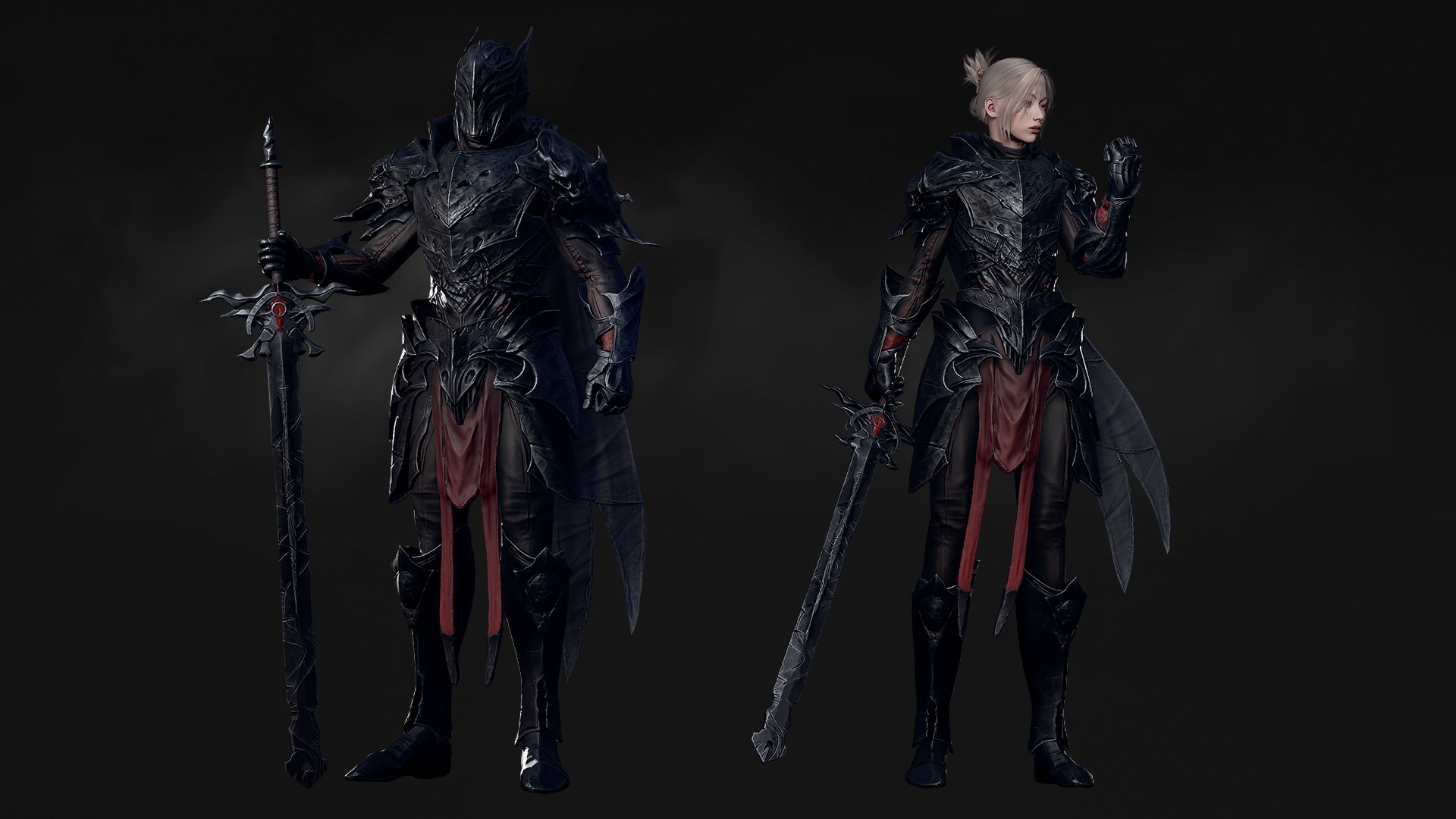 Death Knight - RPG Dark Fantasy Modular Female and Male Low-poly 3D model_5