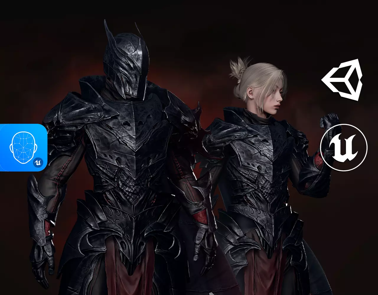 Death Knight - RPG Dark Fantasy Modular Female and Male Low-poly 3D model_0