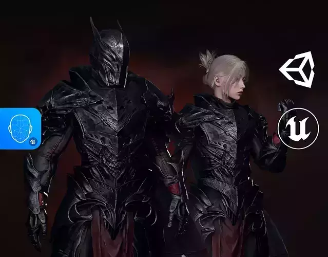 Death Knight - RPG Dark Fantasy Modular Female and Male Low-poly 3D model