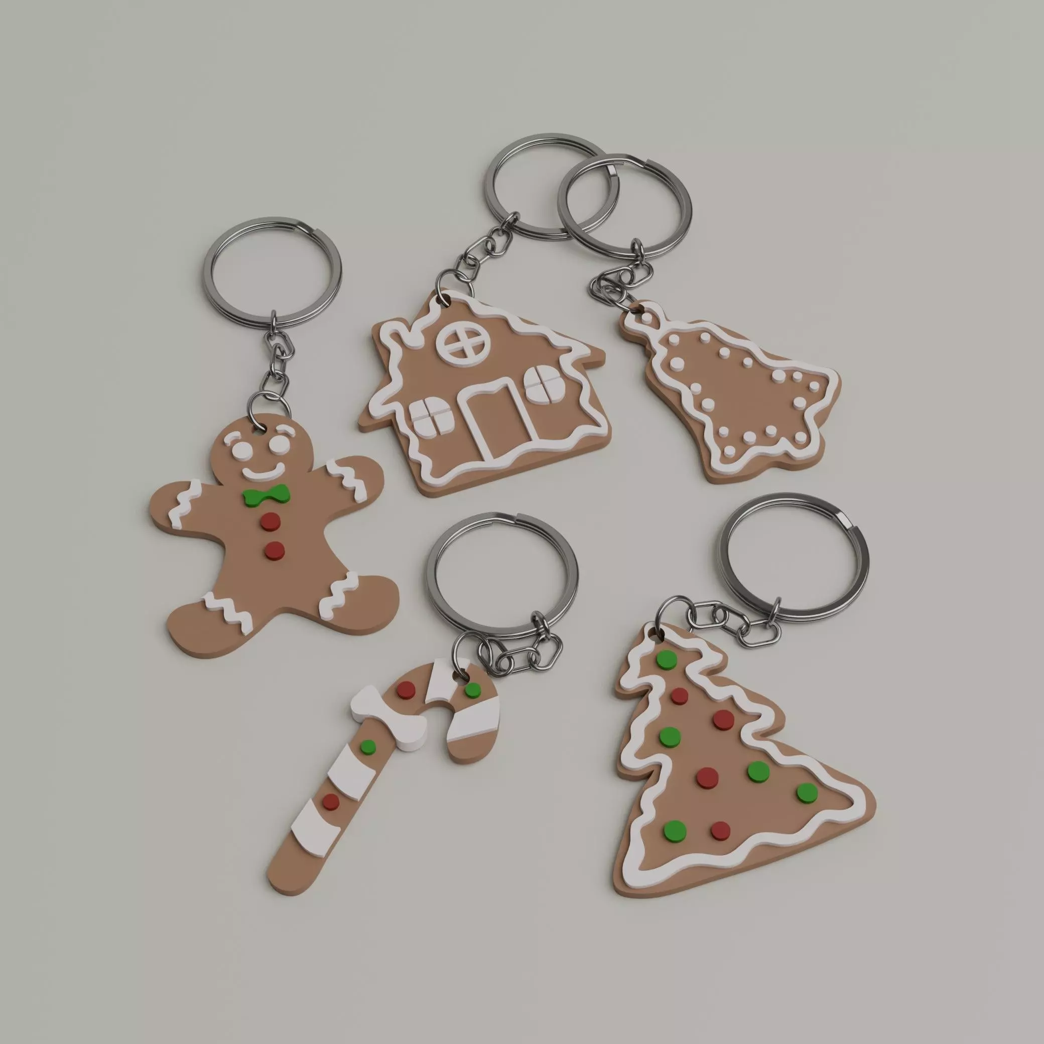 Gingerbread Keychains set 3D print model_0