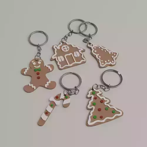 Gingerbread Keychains set 3D print model Gingerbread Keychains set 3D print model