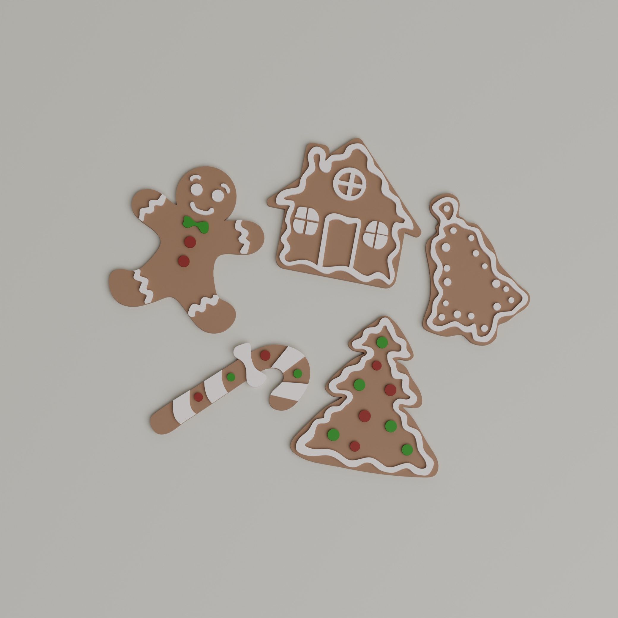 Gingerbread Keychains set 3D print model_3