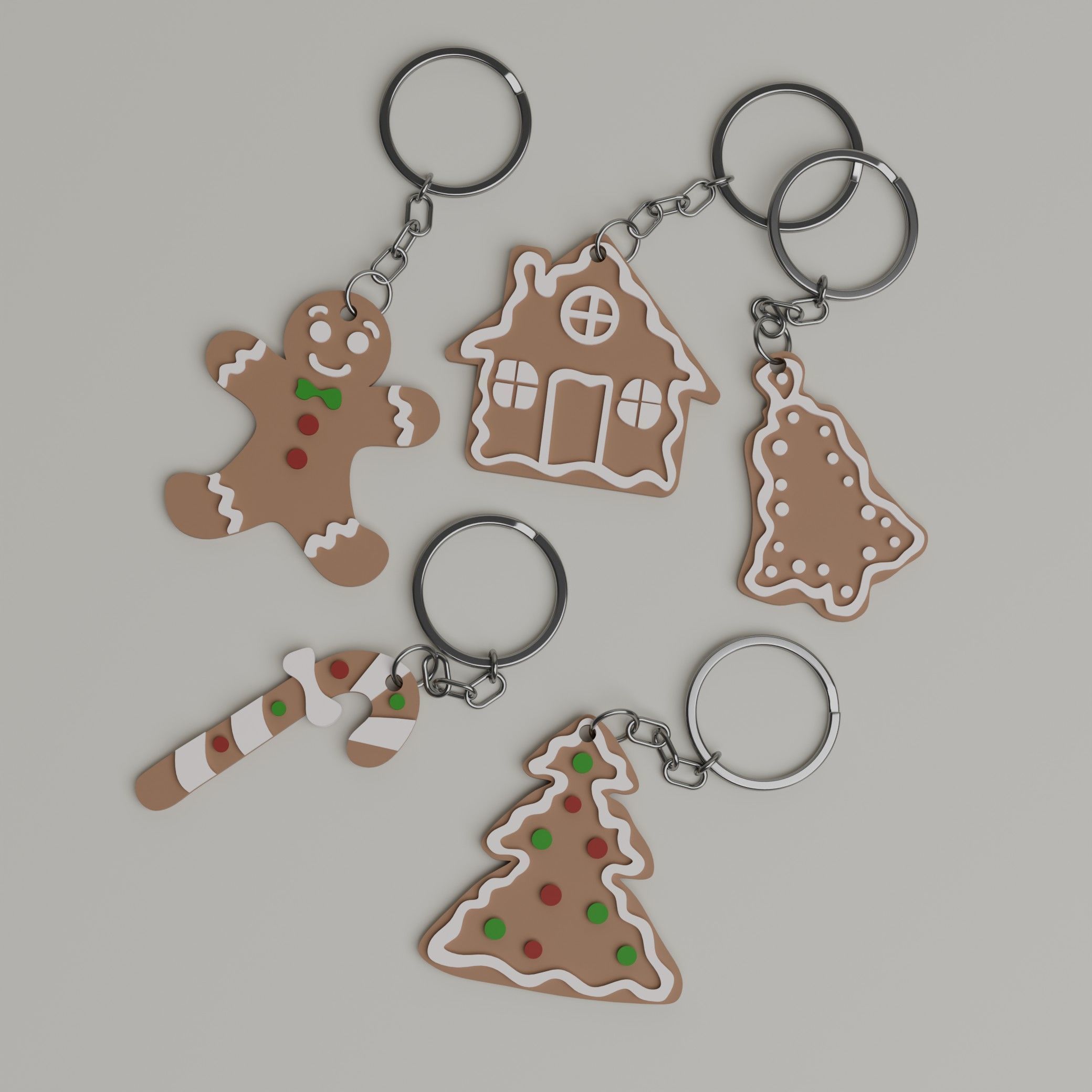 Gingerbread Keychains set 3D print model_5