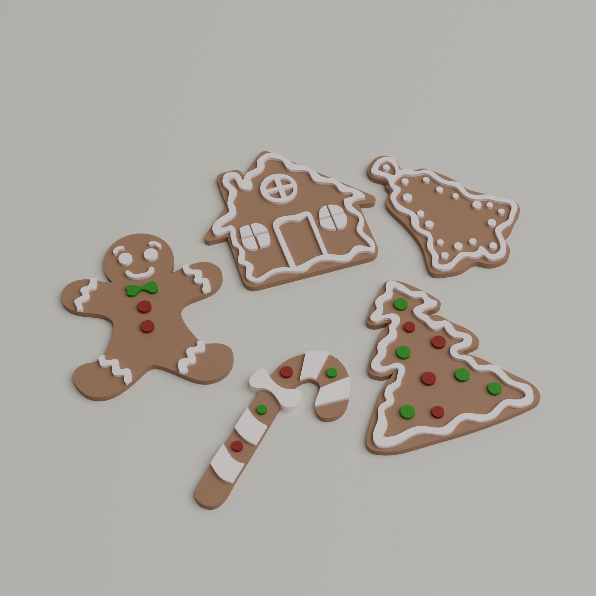 Gingerbread Keychains set 3D print model_4