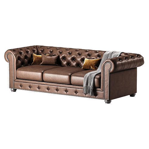 Freddie Leather Sofa 3D model 2