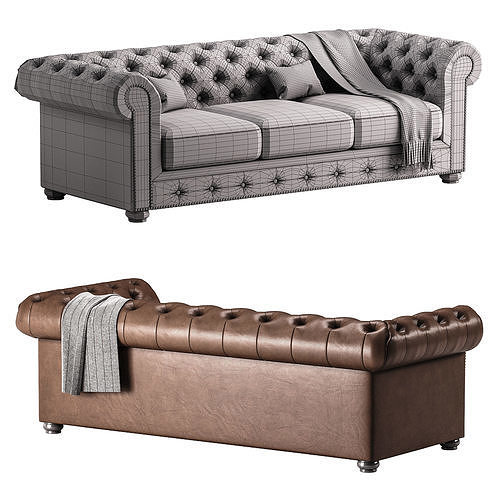 Freddie Leather Sofa 3D model 3