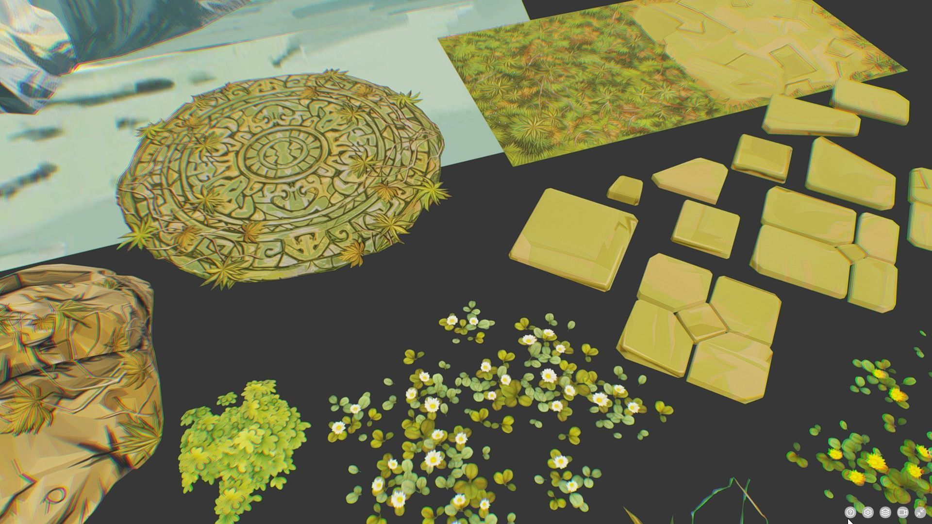 Ancient Arena Level Abandoned Ruin Location Temple Jungle Toon Low-poly 3D model_16