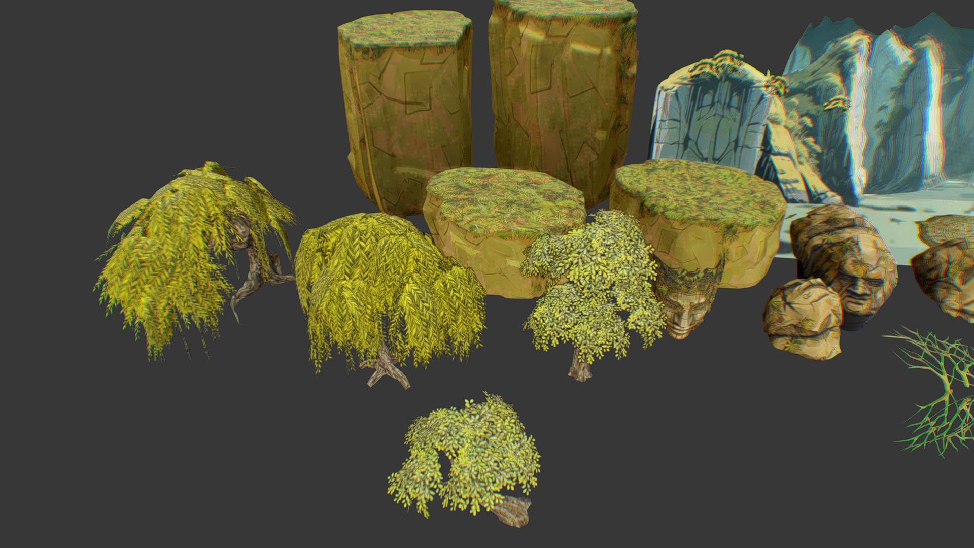 Ancient Arena Level Abandoned Ruin Location Temple Jungle Toon Low-poly 3D model_13