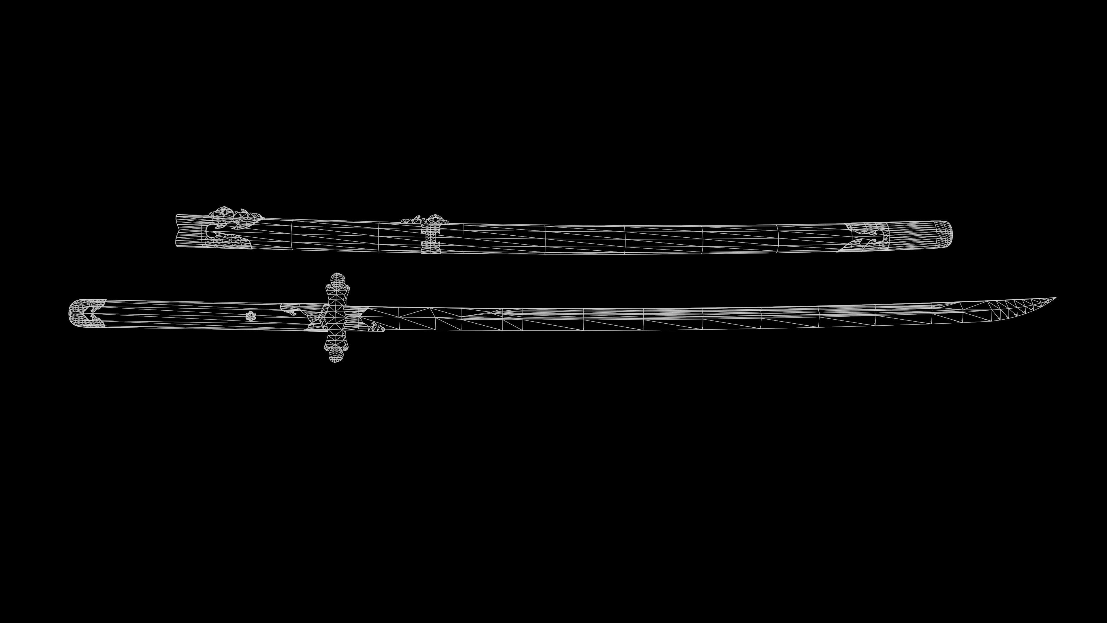 Long Sword Melee Weapon Low-poly 3D model_18