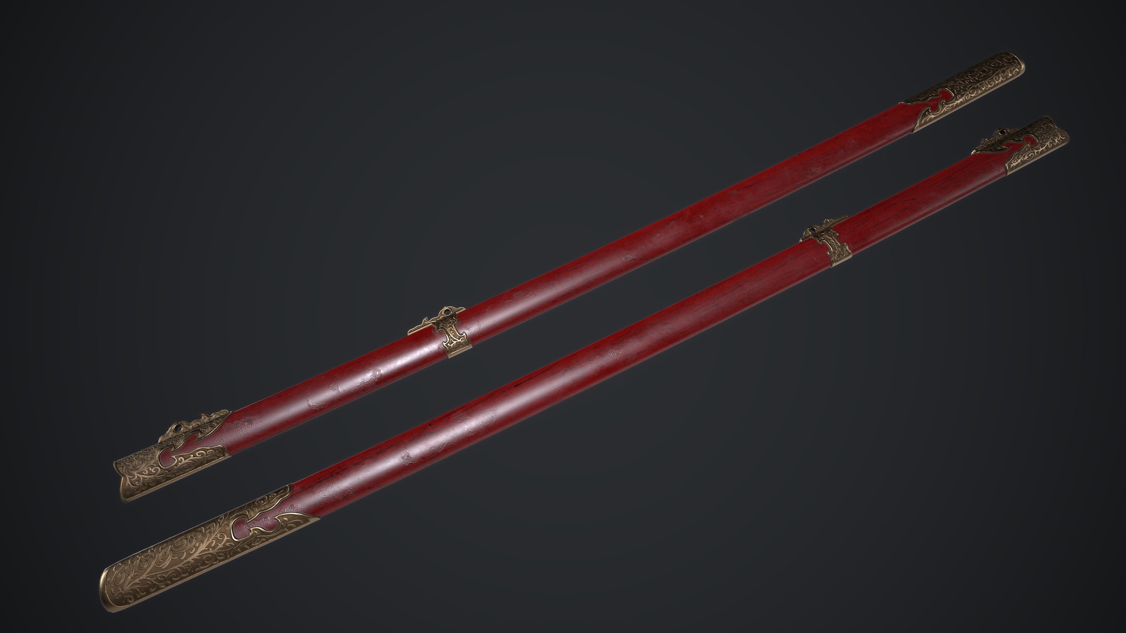 Long Sword Melee Weapon Low-poly 3D model_12